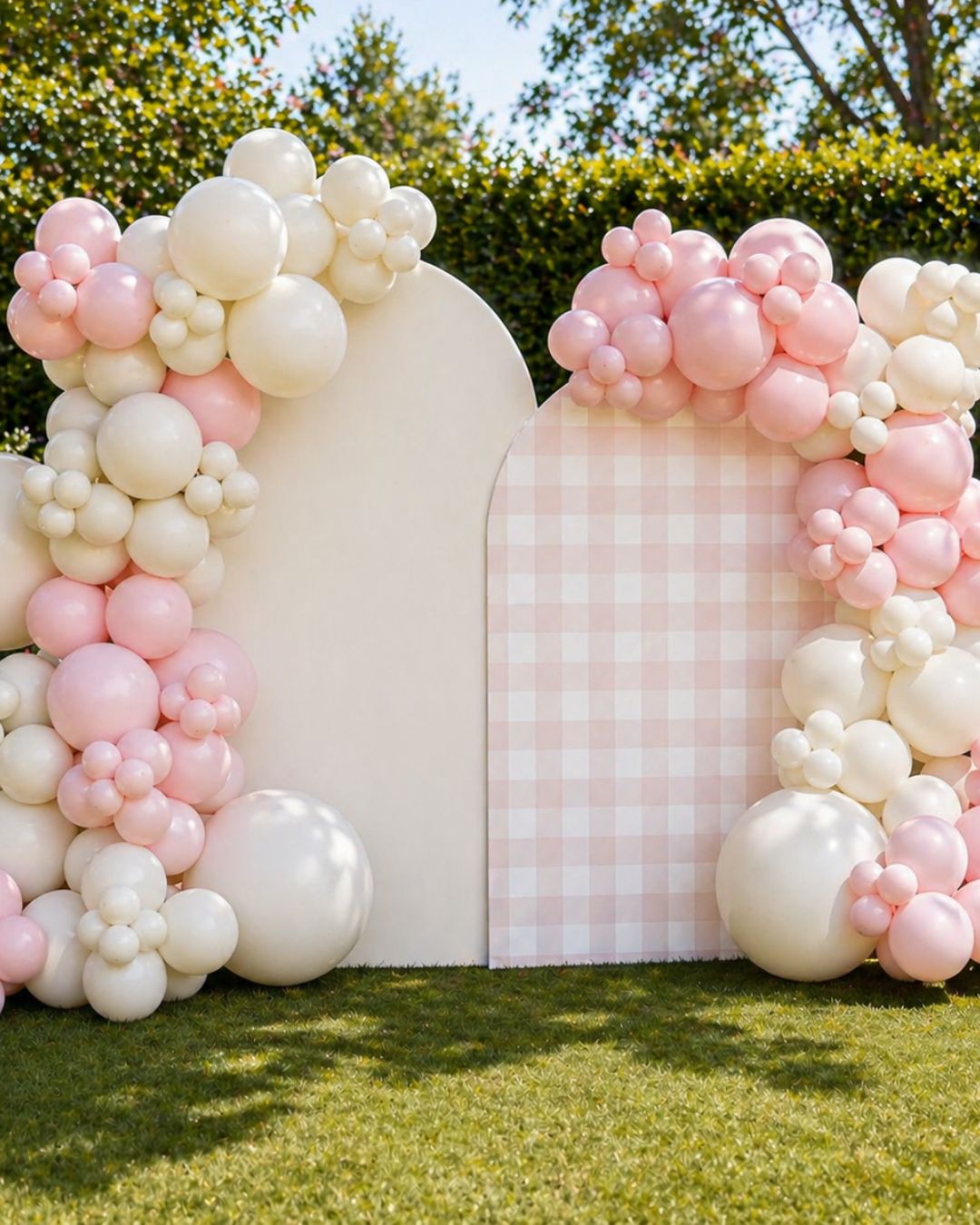 Blush Gingham Luxury Backdrop Setup