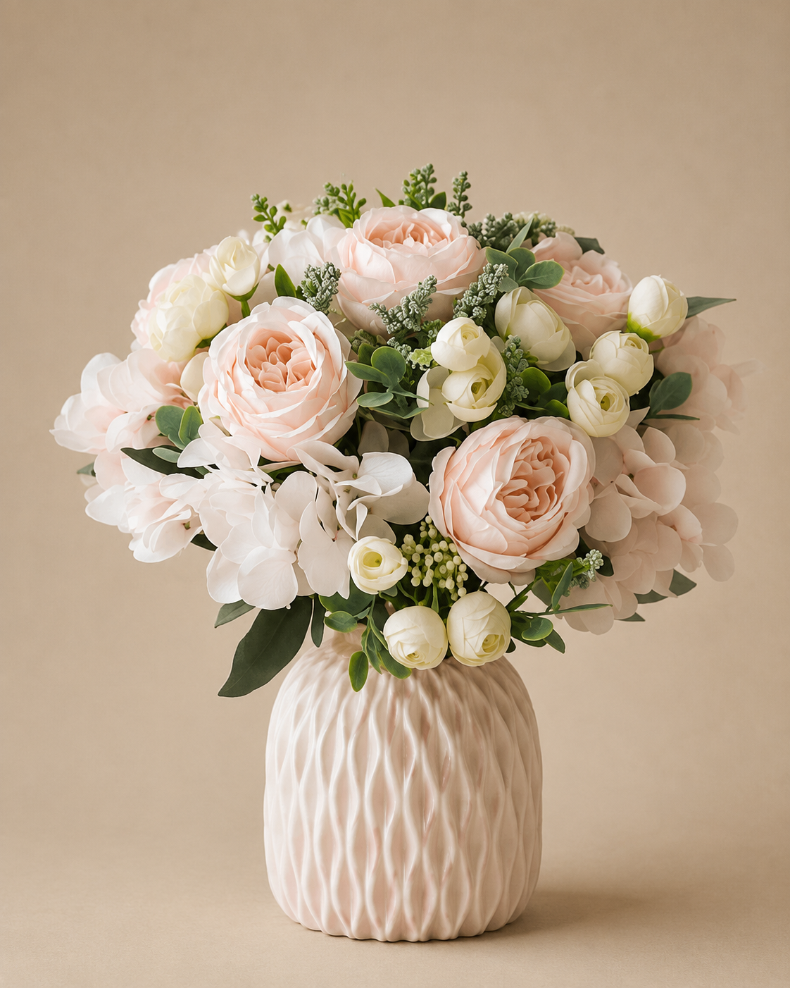Blush Hydrangea & Rose Floral Arrangement for Hire