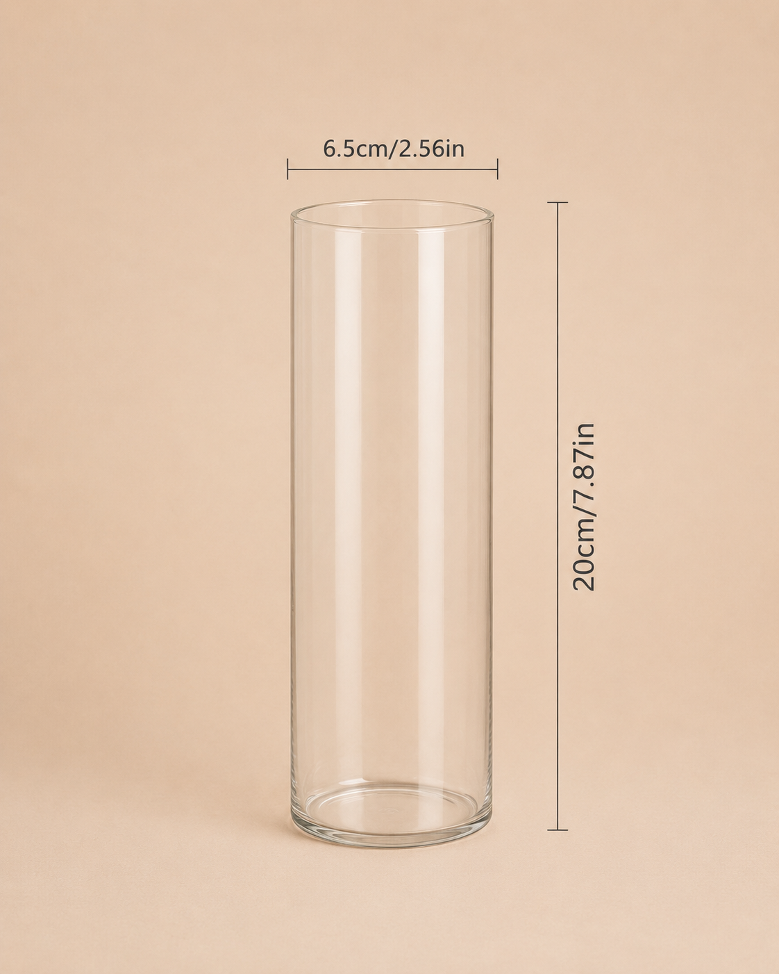 Clear Cylinder Vase – 20cm for Hire