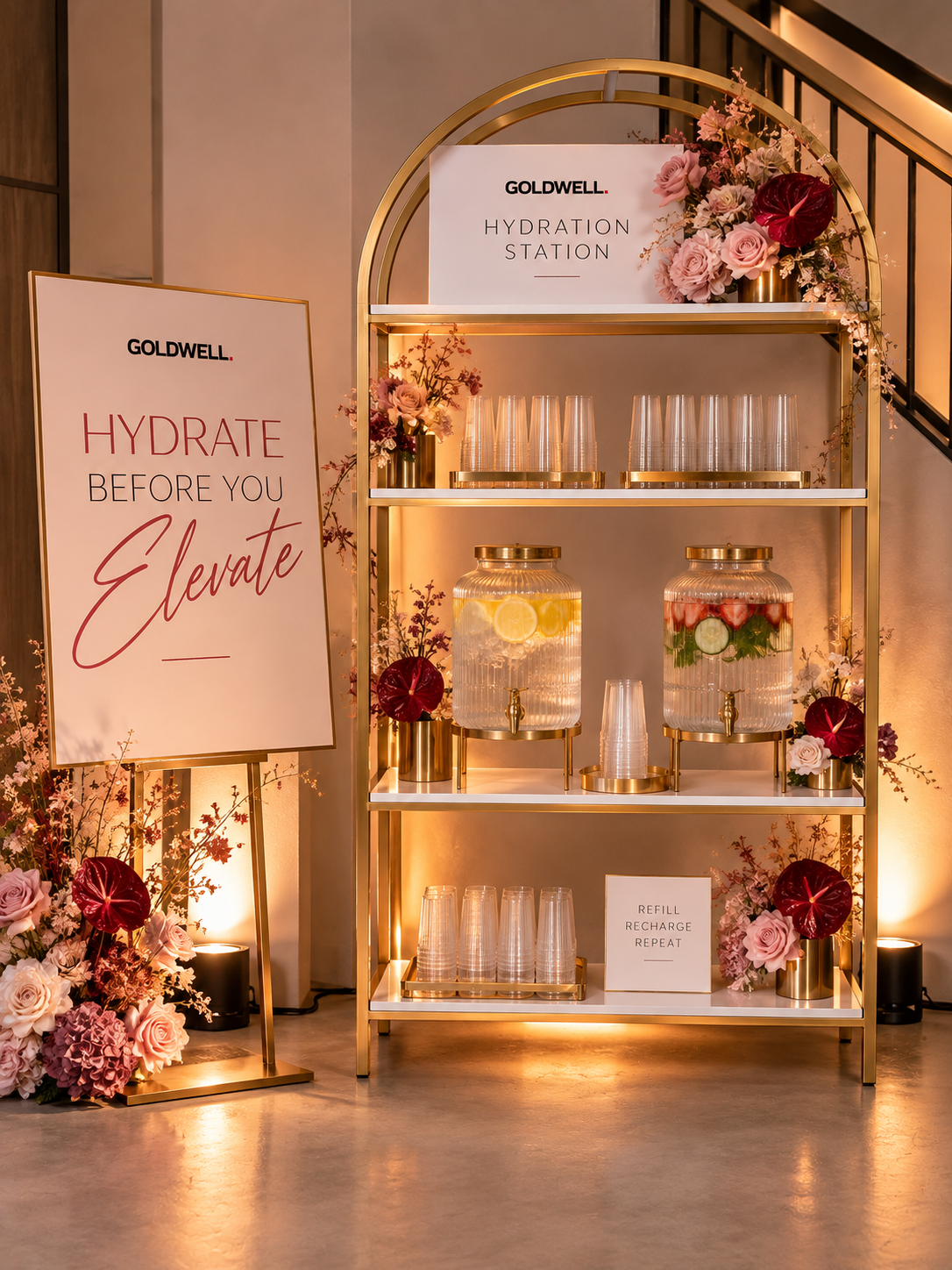 Gold Arch Display Shelf – For Hire