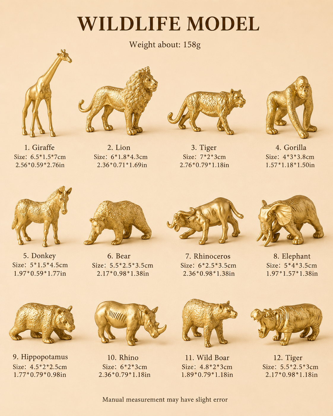 Gold Safari Animal Figurine Set for Hire