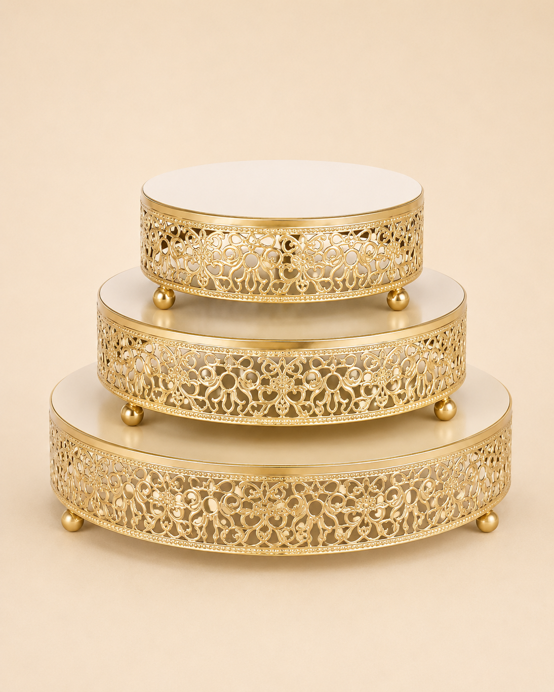 Luxury Gold Cake Stand Set (Set of 3) for Hire