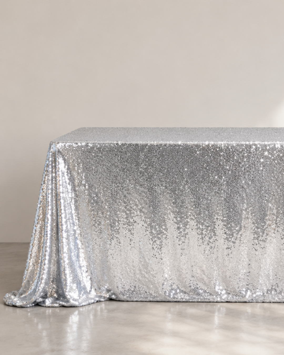 Silver Sequin Tablecloth to Hire