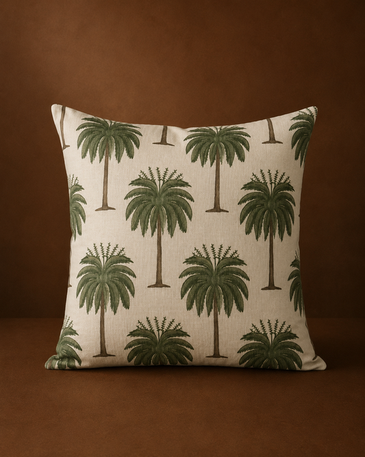 Beige Palm Tree Cushion Cover for Hire
