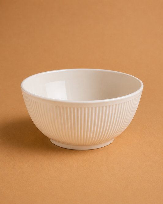 Beige Ribbed Plastic Bowl for Hire