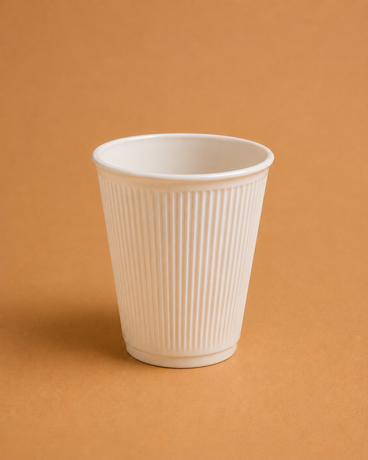 Beige Ribbed Shatterproof Cup for Hire