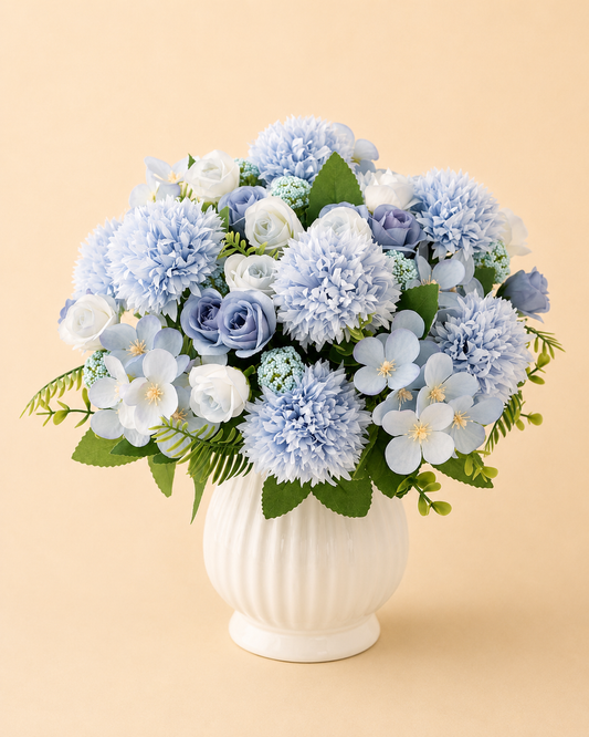 Blue & White Faux Floral Arrangement for Hire