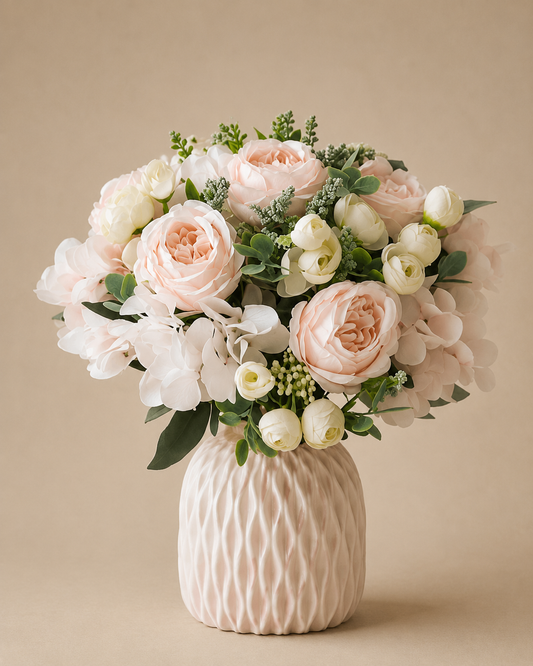 Blush Hydrangea & Rose Floral Arrangement for Hire