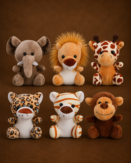Brown Safari Plush Toy Set