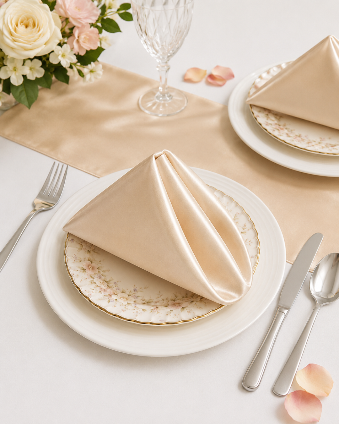 Champagne Satin Napkin to Hire