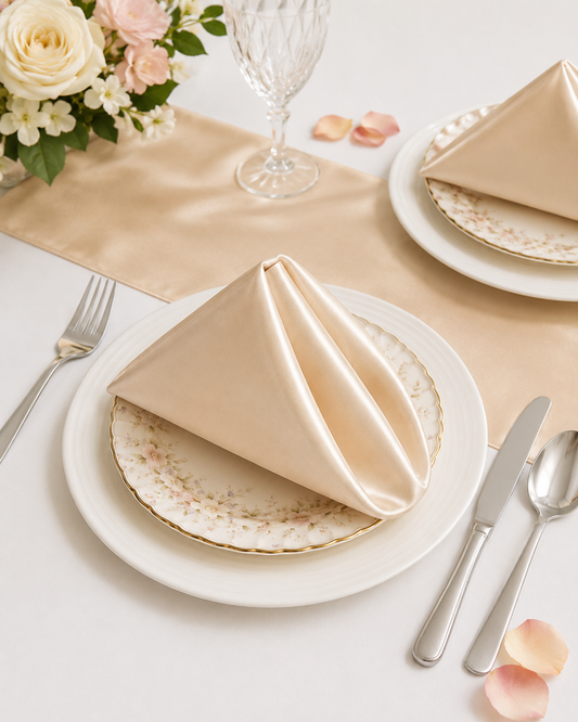 Champagne Satin Napkin to Hire