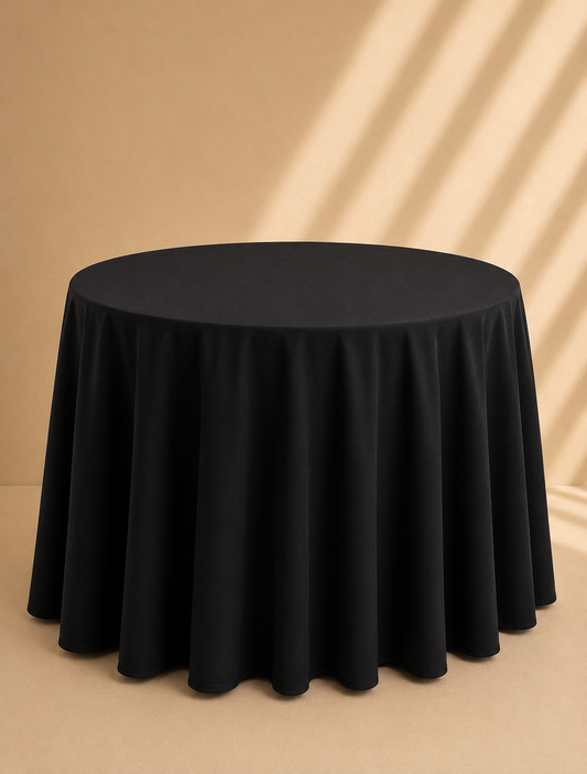 Black Round Tablecloth for Hire