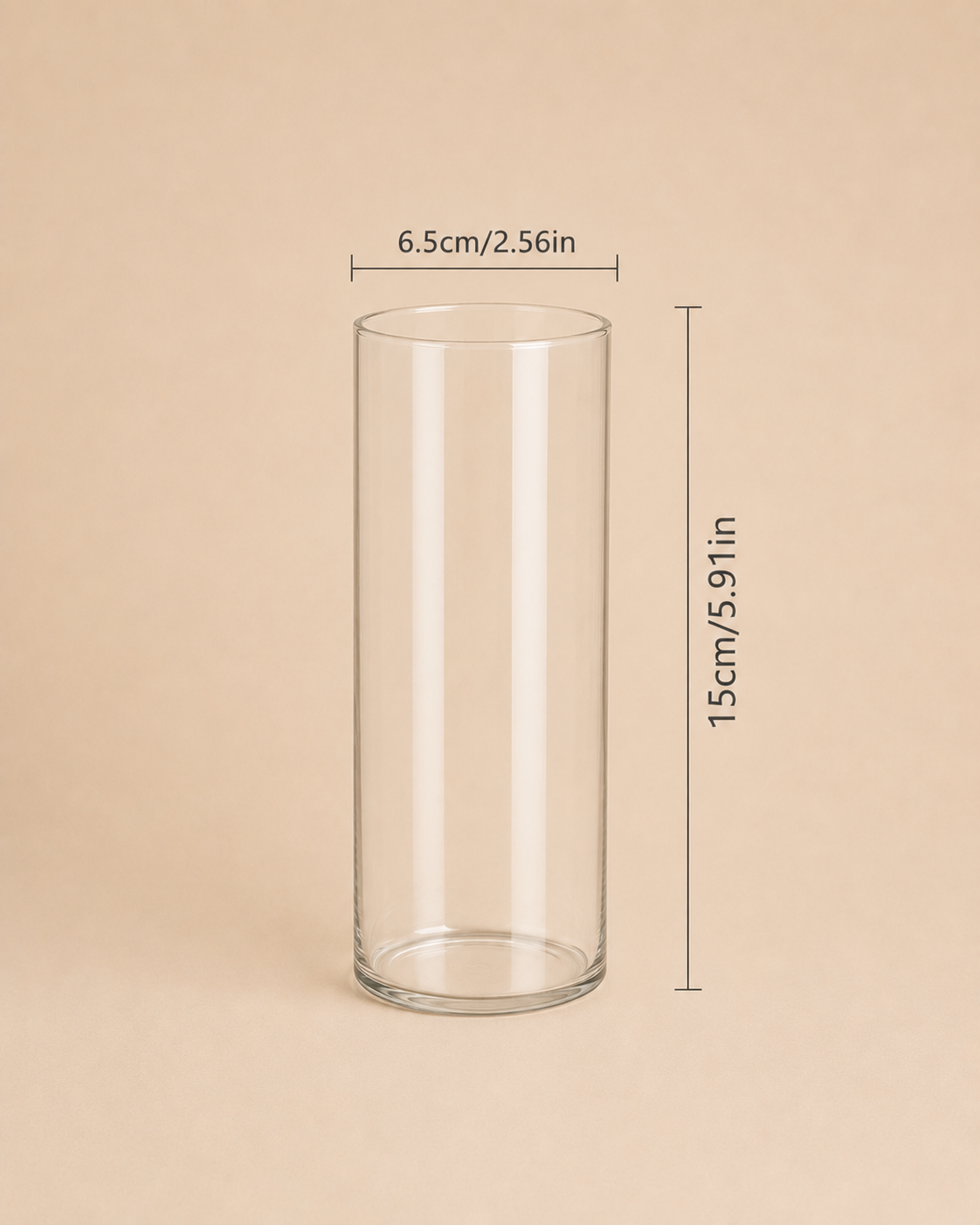 Clear Cylinder Vase – 15cm to Hire