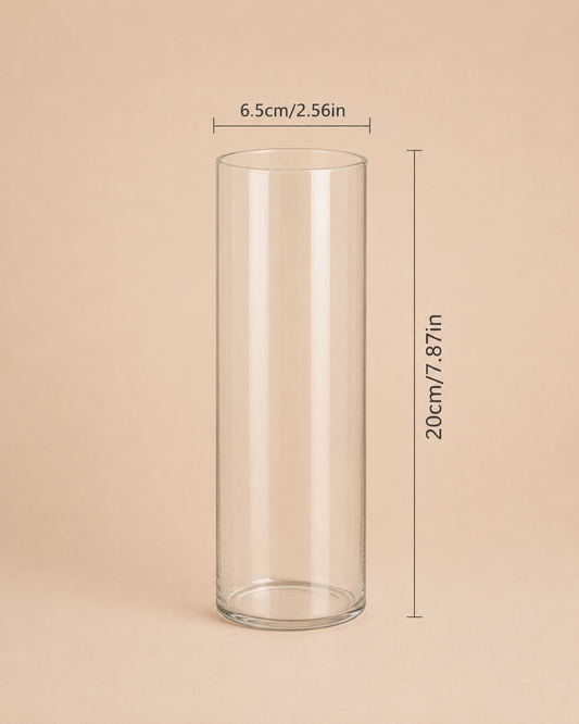 Clear Cylinder Vase – 20cm for Hire
