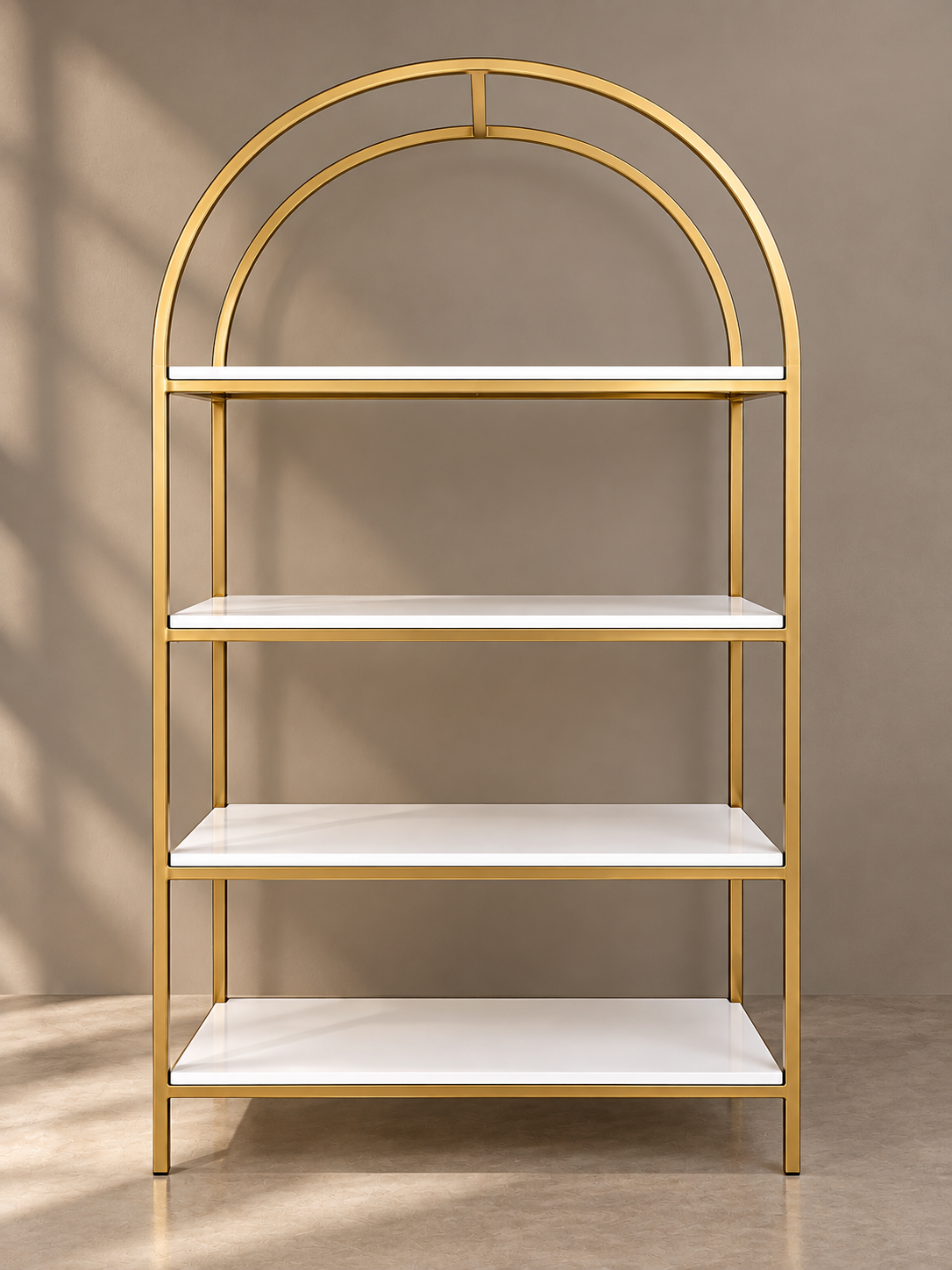 Gold Arch Display Shelf – For Hire