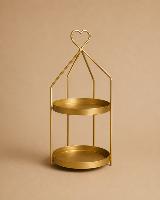 Gold 2 Tier Buffet Display Stand for Hire