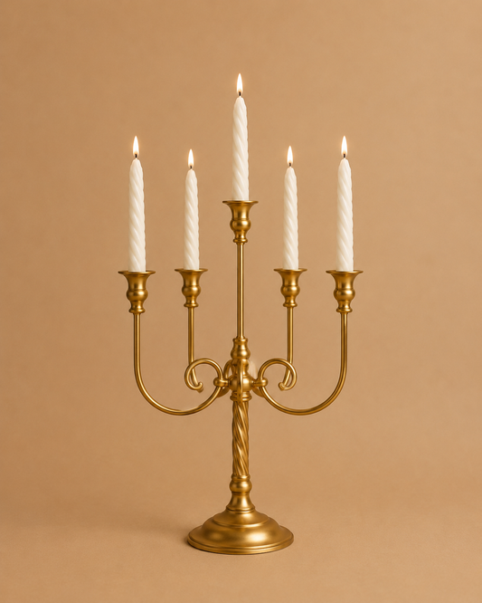 Gold 5 Arm Candelabra for Hire