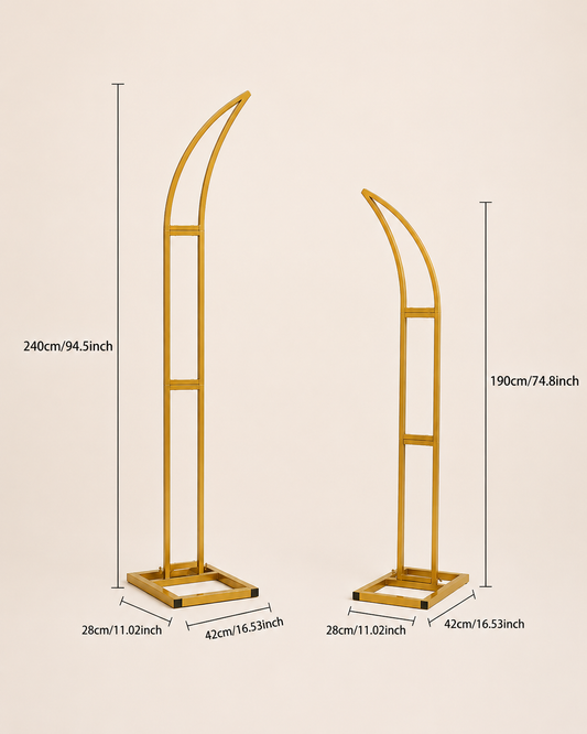 Gold Modern Arch Plinth Stands Set for Hire
