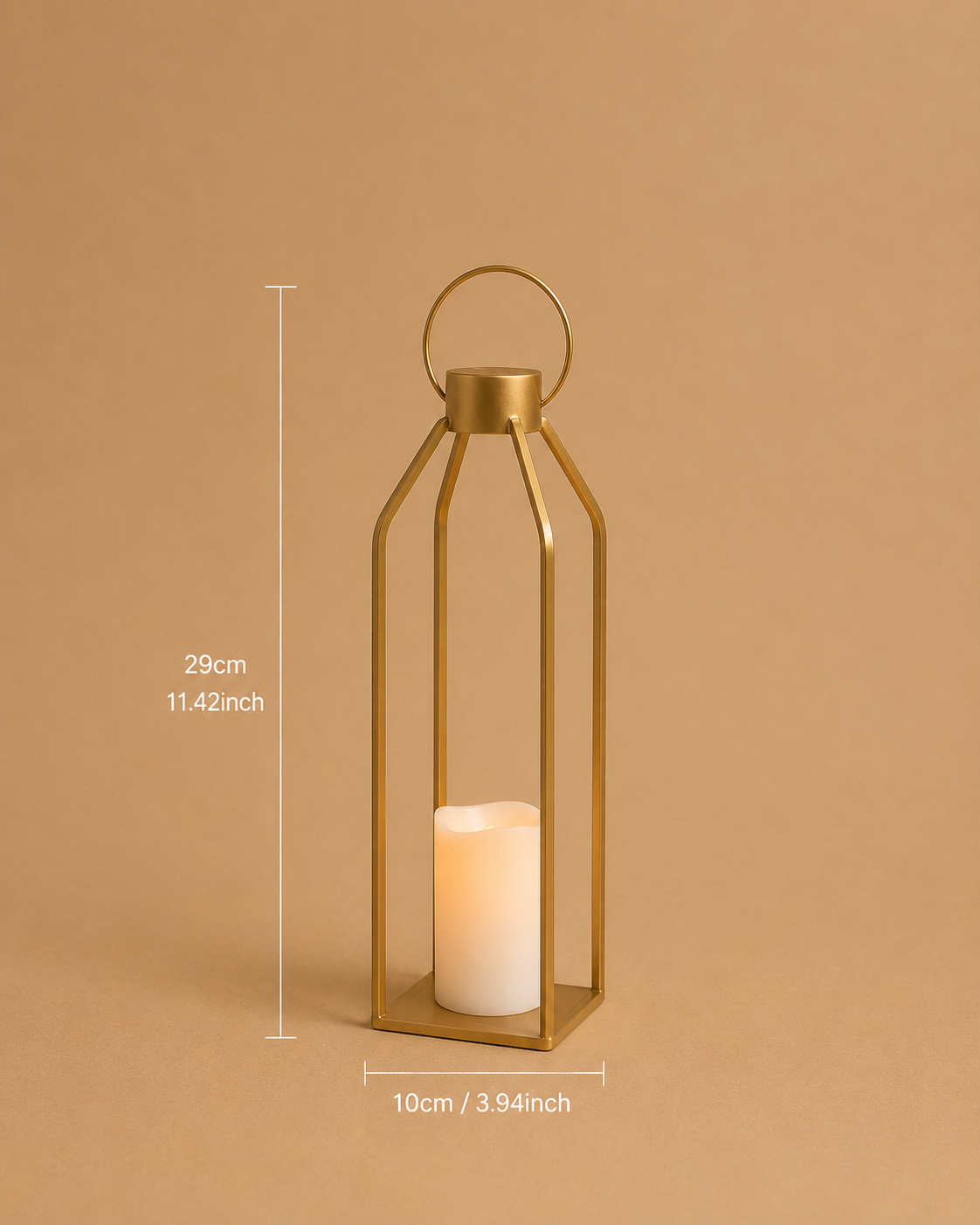 Gold Modern Lantern Candle Holder Small for Hire