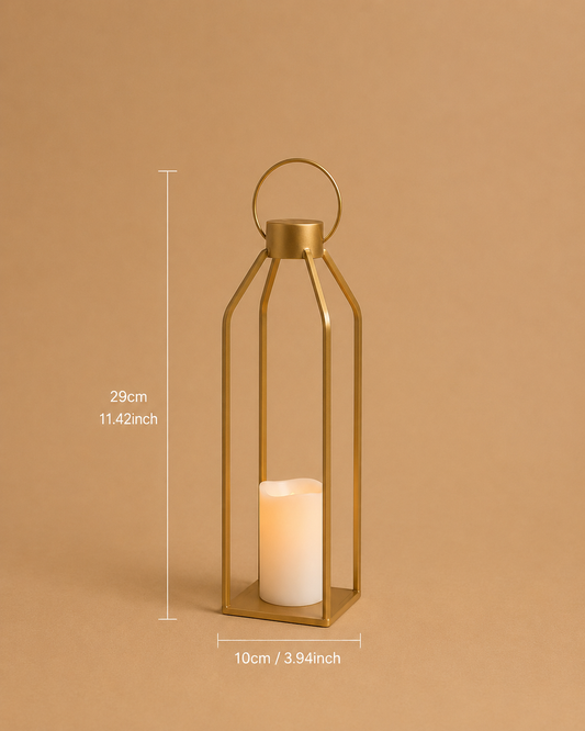 Gold Modern Lantern Candle Holder Small for Hire