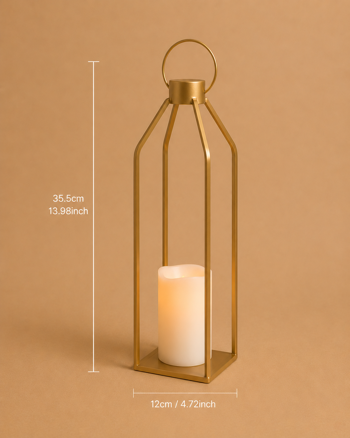 Gold Modern Lantern Candle Holder – Medium