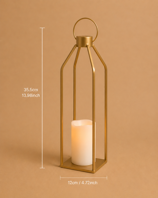 Gold Modern Lantern Candle Holder – Medium