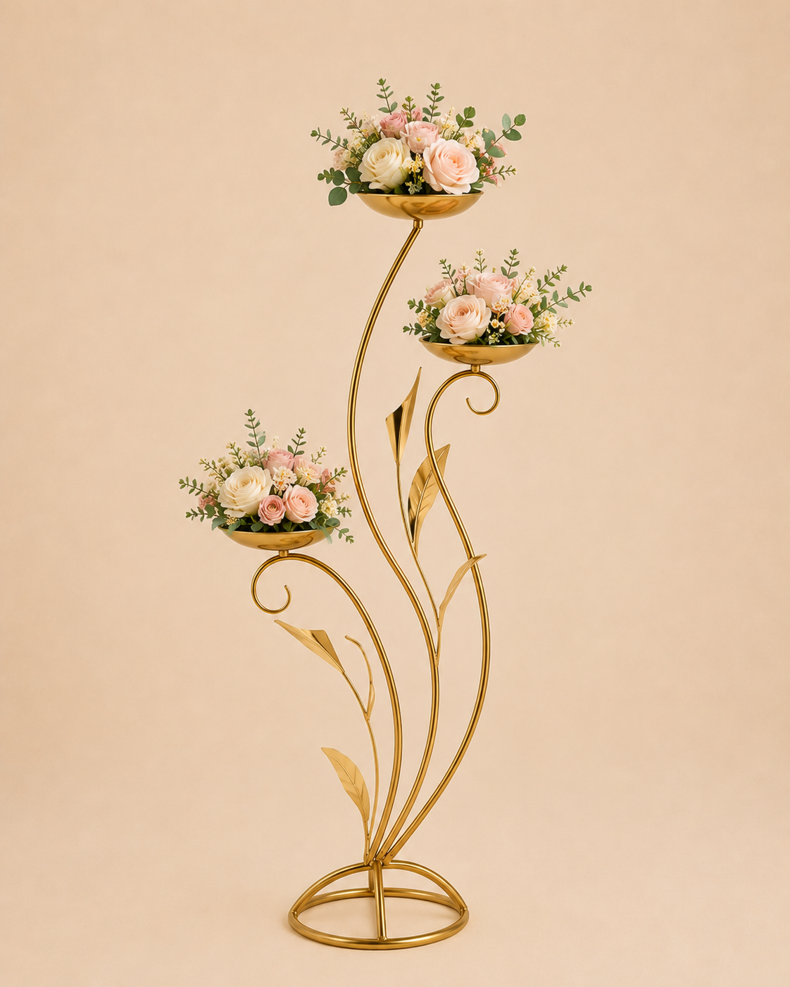 Gold Triple Floral Stand for Hire