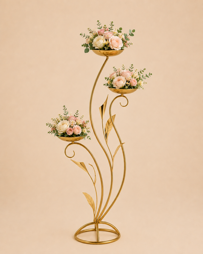 Gold Triple Floral Stand for Hire