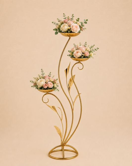 Gold Triple Floral Stand for Hire