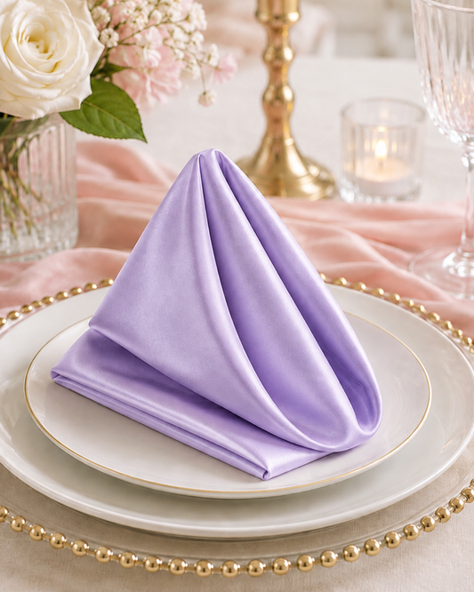 Lilac Satin Napkin to Hire