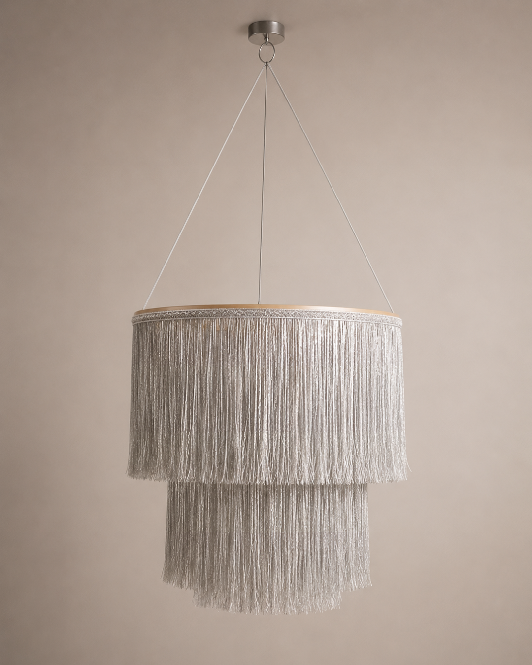 Silver Luxury Fringe Chandelier to Hire