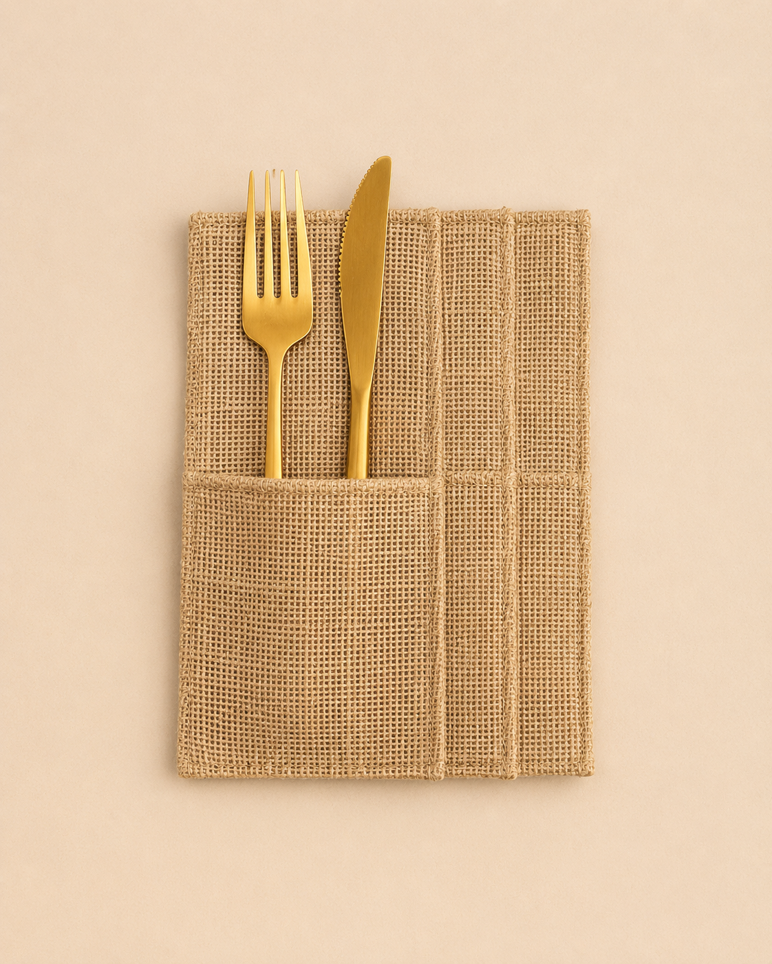 Natural Burlap Cutlery Holder