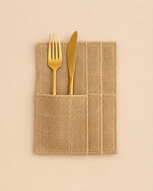 Natural Burlap Cutlery Holder
