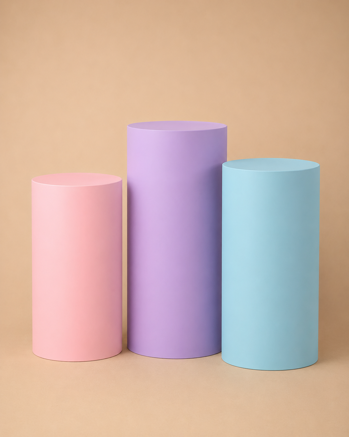 Pastel Round Plinth Cover Set (Set of 3) for Hire