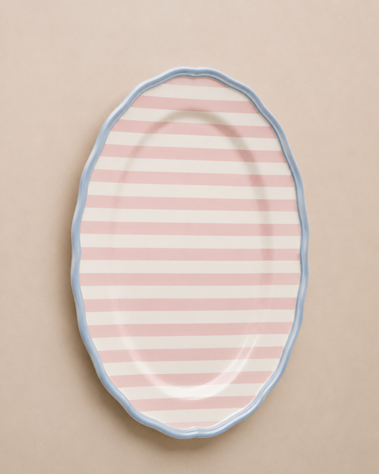 Pink Stripe Organic Serving Platter for Hire