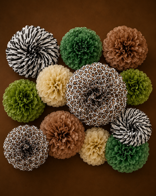 Safari Tissue Paper Pom Pom Decoration Set