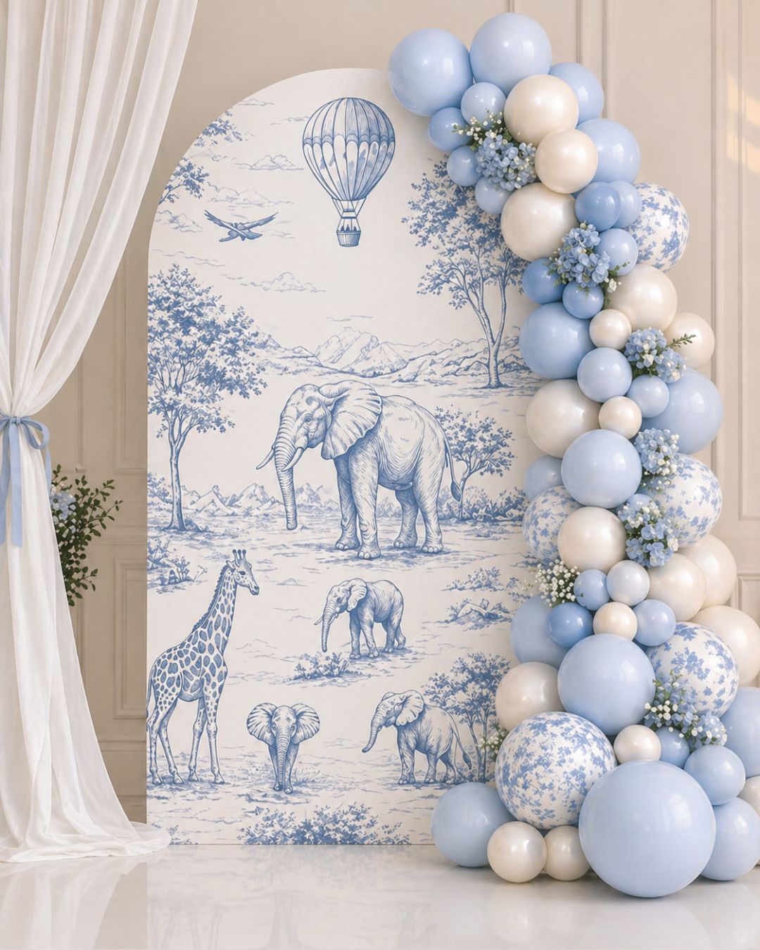 Safari Toile Luxury Backdrop Setup