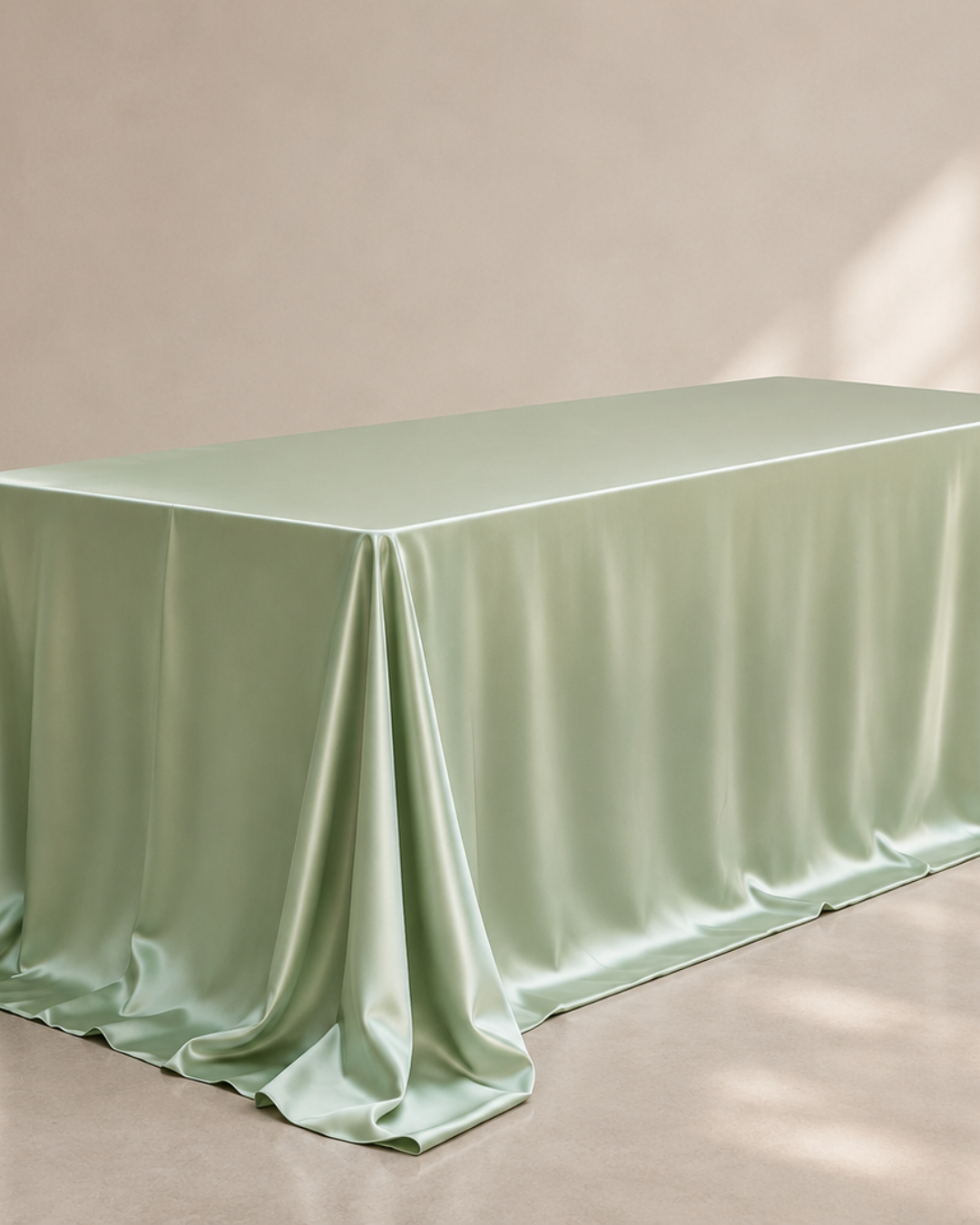 Sage Satin Tablecloth to Hire