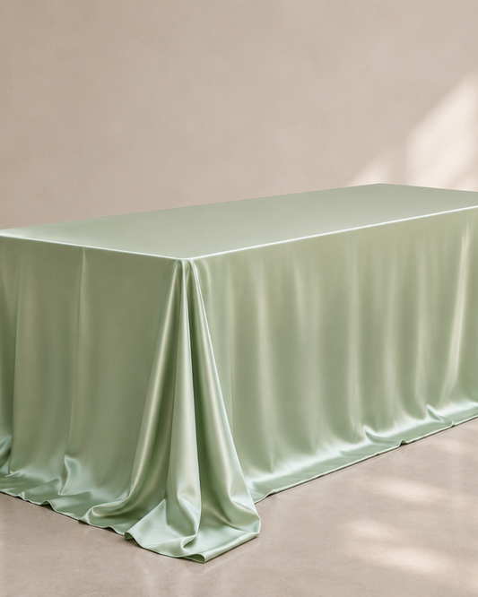 Sage Satin Tablecloth to Hire