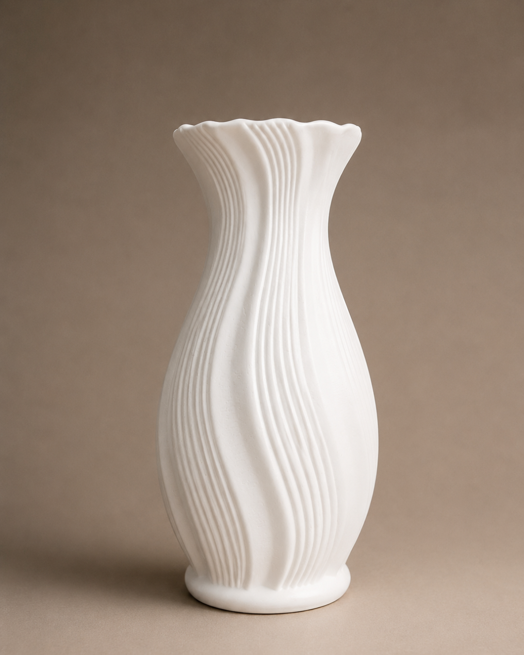White Textured Wave Ceramic Vase for Hire