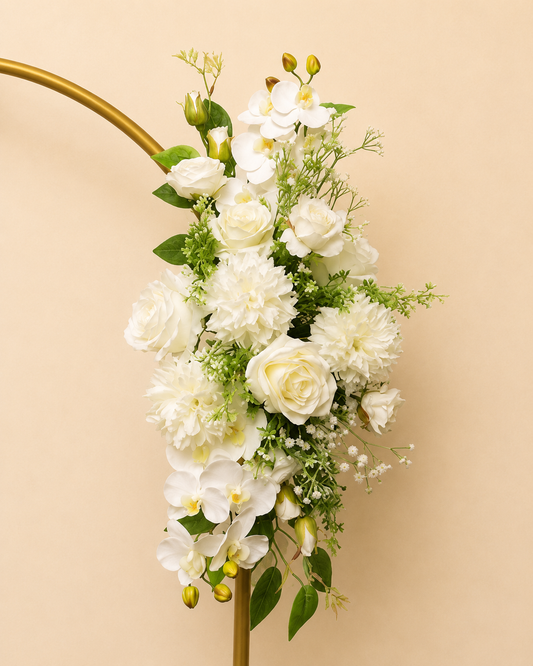 White Faux Floral Backdrop Arrangement for Hire