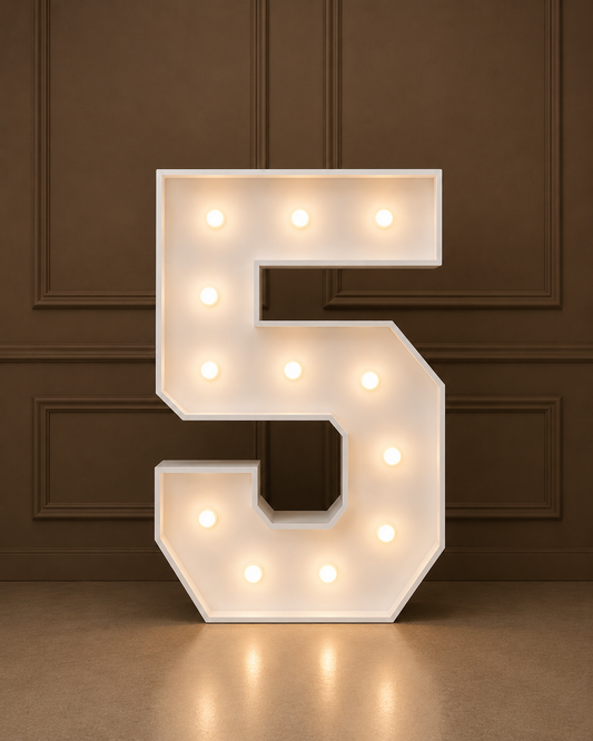 White LED Marquee Number 5 for Hire