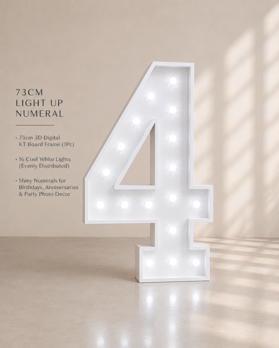 White LED Marquee Number 4 to Hire