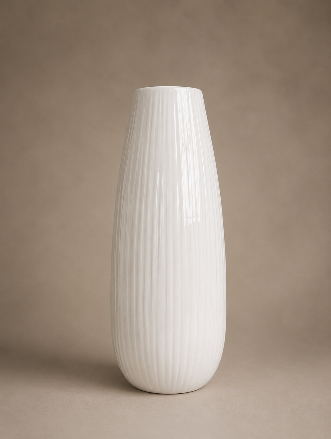 White Ribbed Vase to Hire