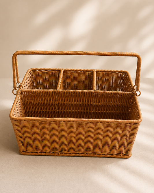 Woven Cutlery & Condiment Organizer Basket for Hire
