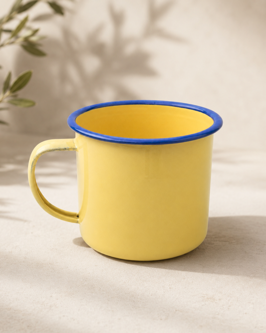 Yellow Enamel Mug for Hire